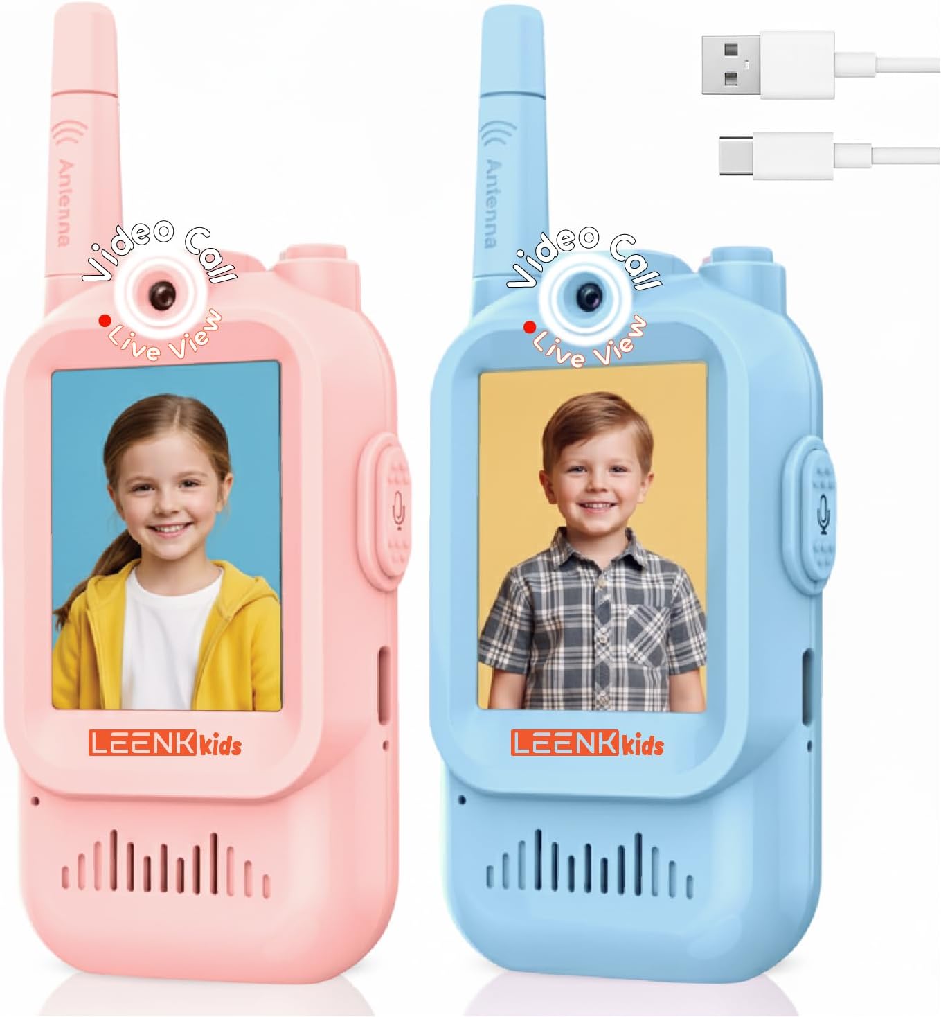 Video Walkie Talkie 2 Pack Rechargeable Interphone with HD Camera &amp; Voice Changer.