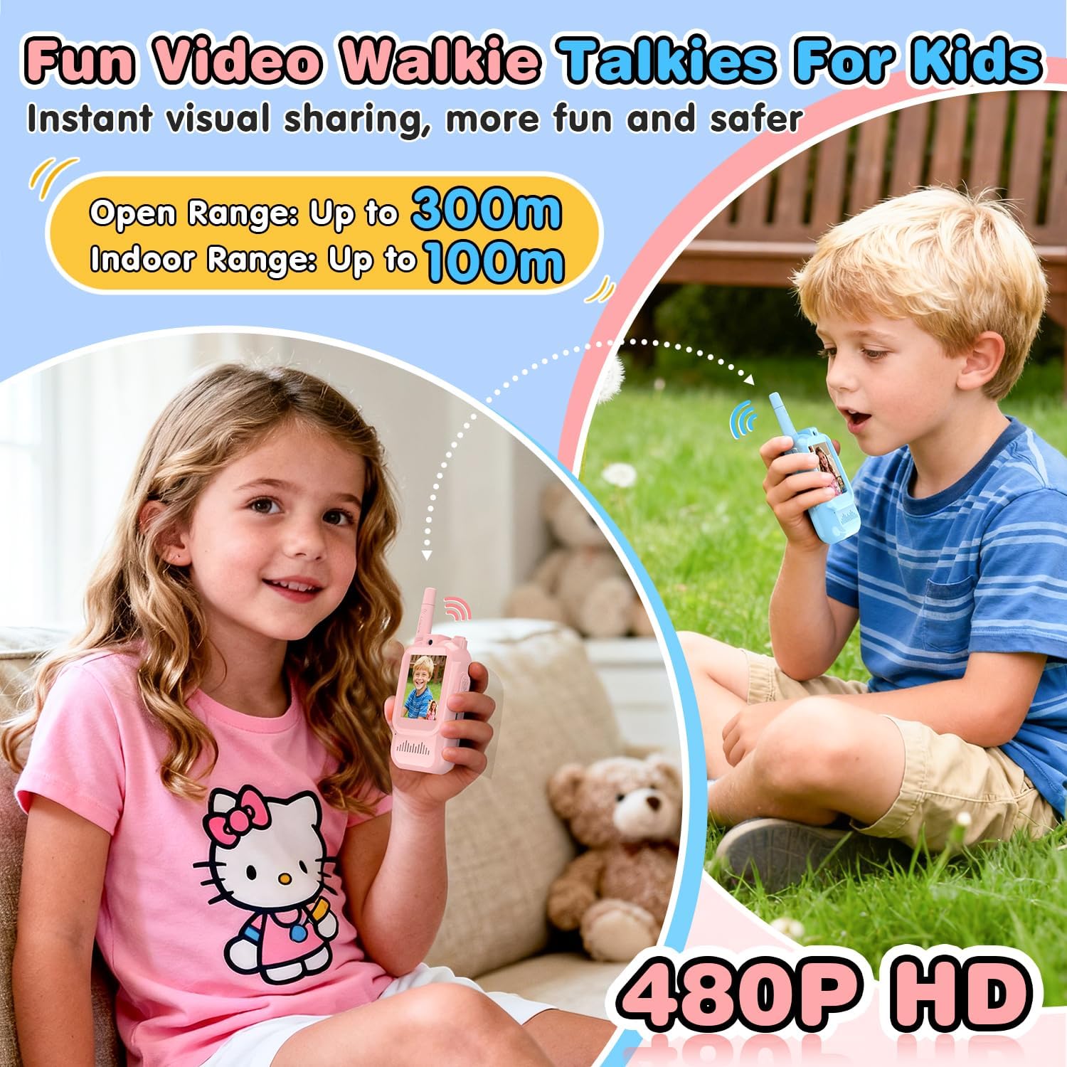 Video Walkie Talkie 2 Pack Rechargeable Interphone with HD Camera &amp; Voice Changer.