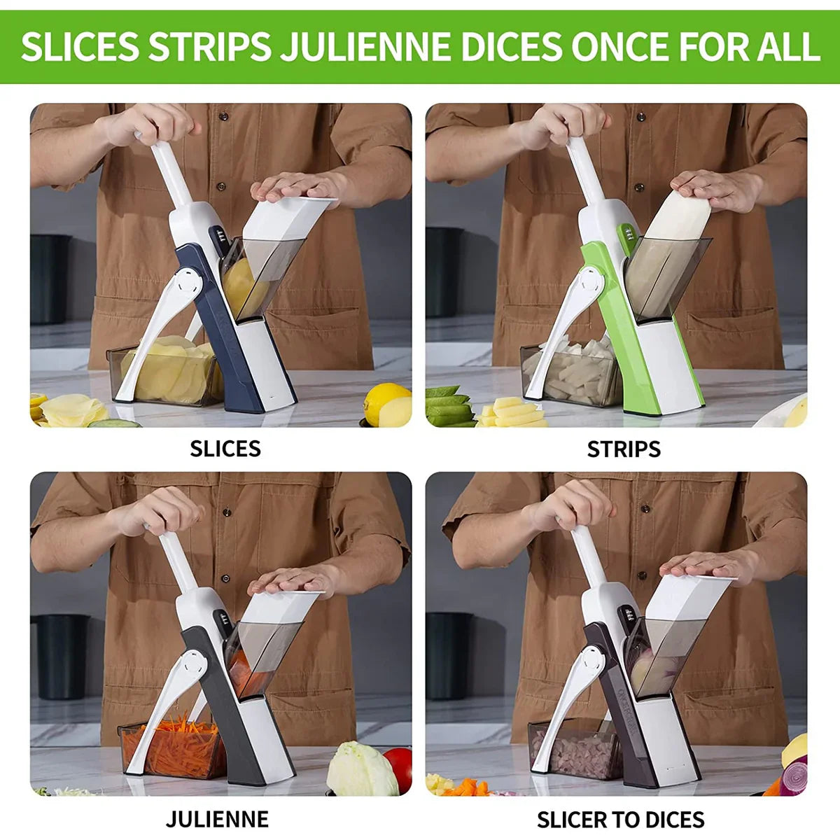 Adjustable Vegetable Cutter, 4-in-1 Mandoline